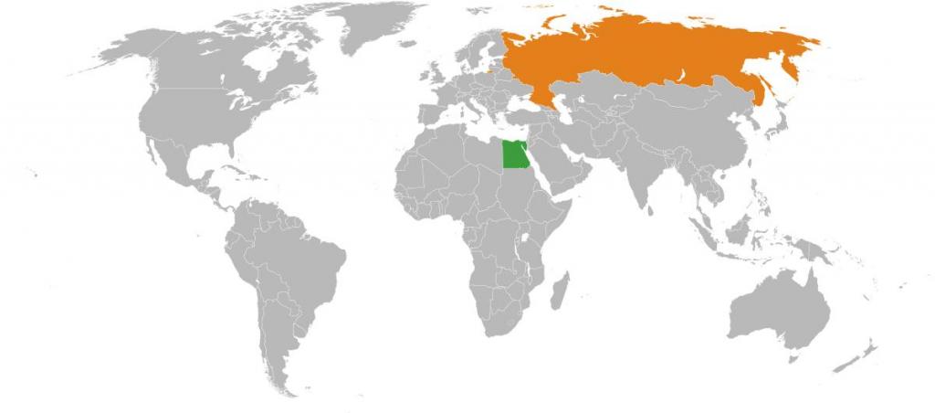 Egyiptom és Oroszország a térképen