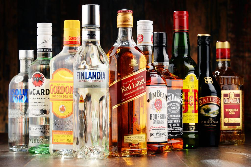 Bottles of alcohol