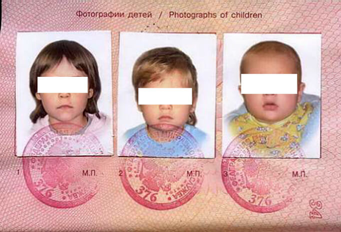 Record van kinderen in een buitenlands paspoort
