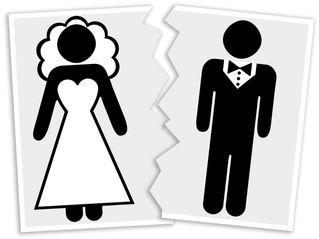 Man en vrouw gescheiden