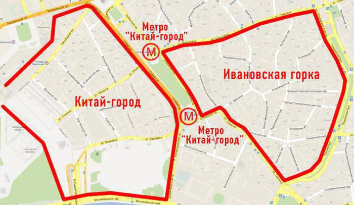 China Stadt auf einer Karte von Moskau