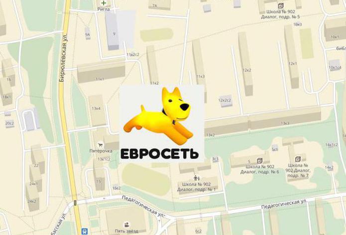 Az Euroset szalonok moszkvai címei