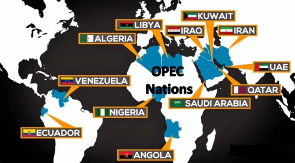 Az OPEC országok térképe