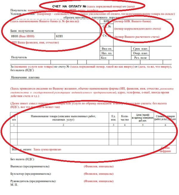 Sample invoice IP