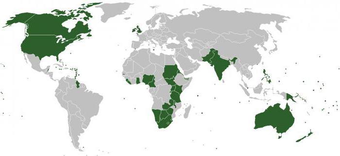 országok, ahol az angol hivatalos