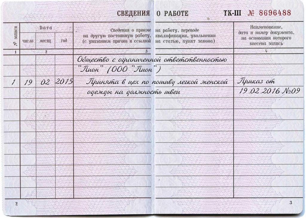 Registre d’exemple d’ocupació sobre l’ocupació